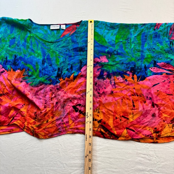 Lightweight Airy Colorful Abstract Poncho Top 100% Silk - Picture 6 of 7